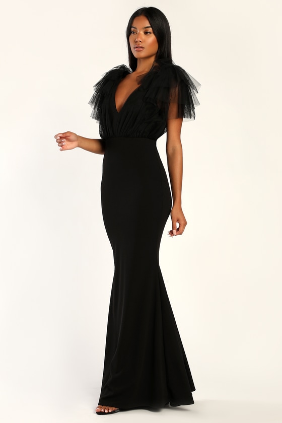 Unique Long Sleeve Black Mermaid Prom Dresses FD1473 viniodress – Viniodress